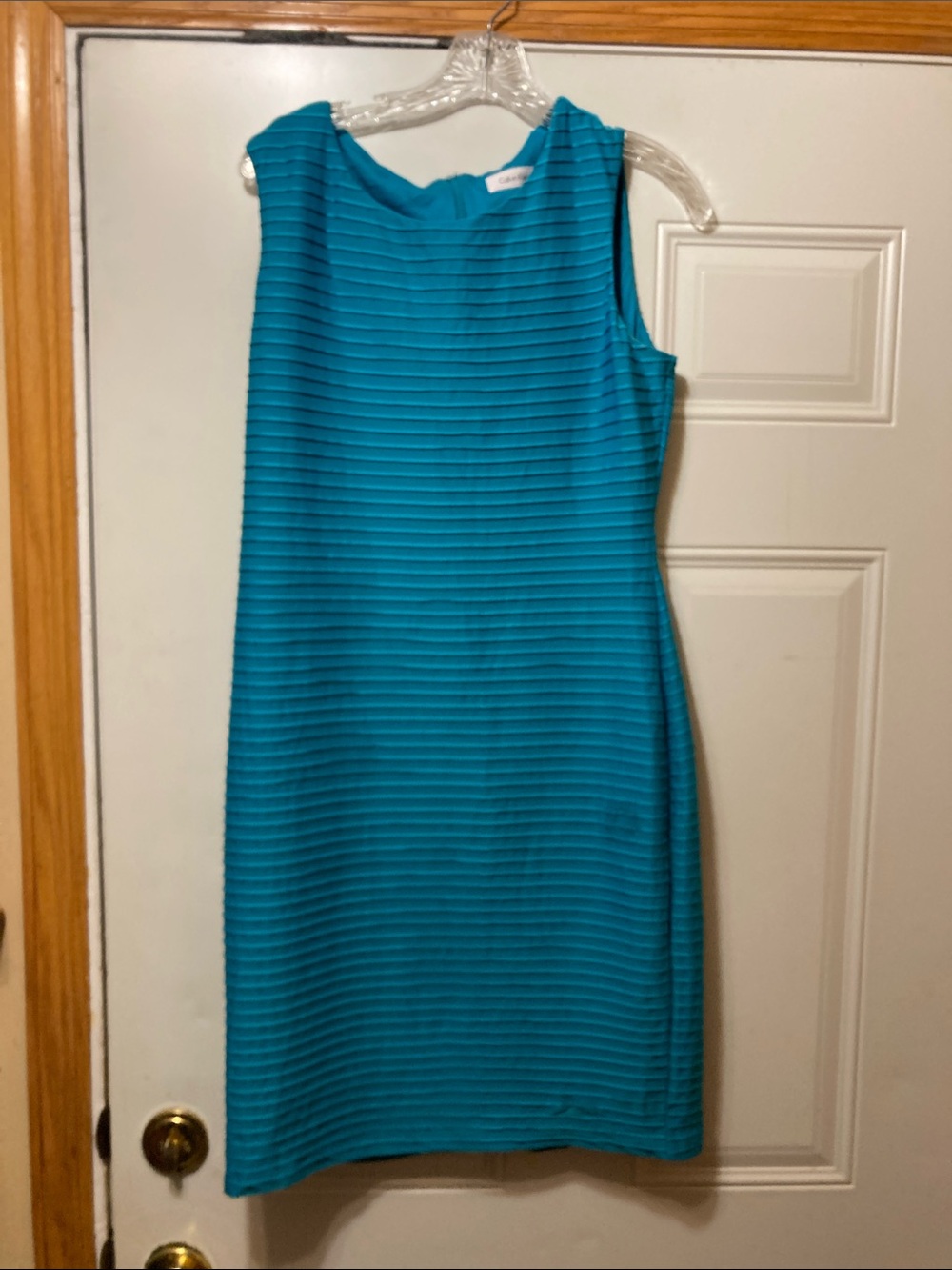 Calvin Klein Sleeveless‎ Ribbed Shift Dress in Teal 10
